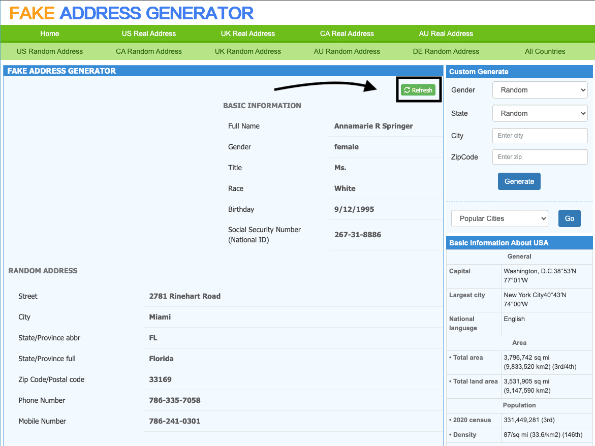 fake address generator